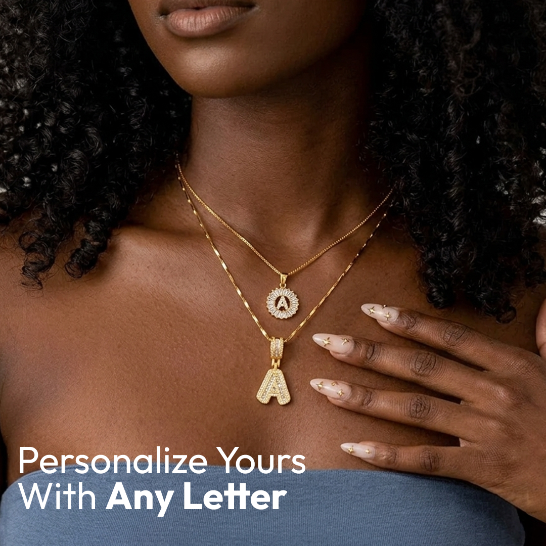 2pc 14k Diamond Letter Initial Necklaces