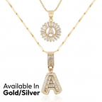 2pc 14k Diamond Letter Initial Necklaces