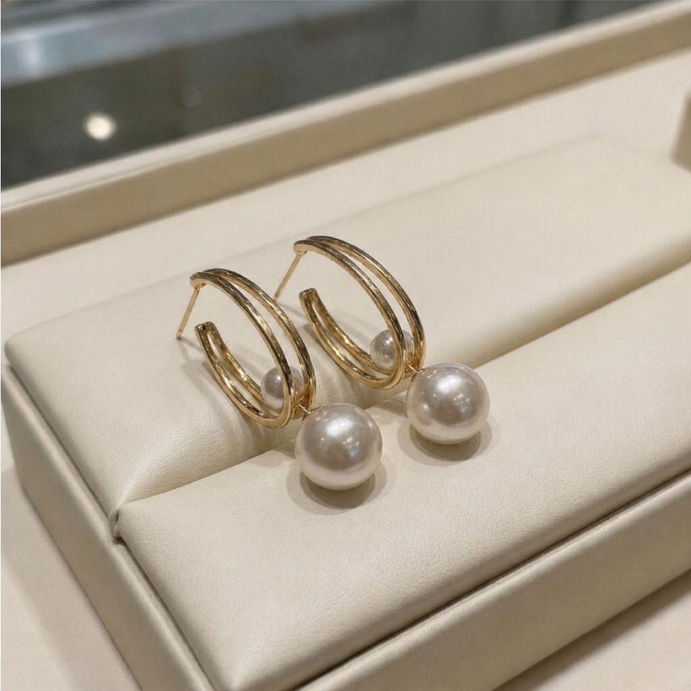 Vintage Gold Pearl Earrings