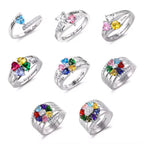 Personalized Diamond Heart Name & Birthstone Ring