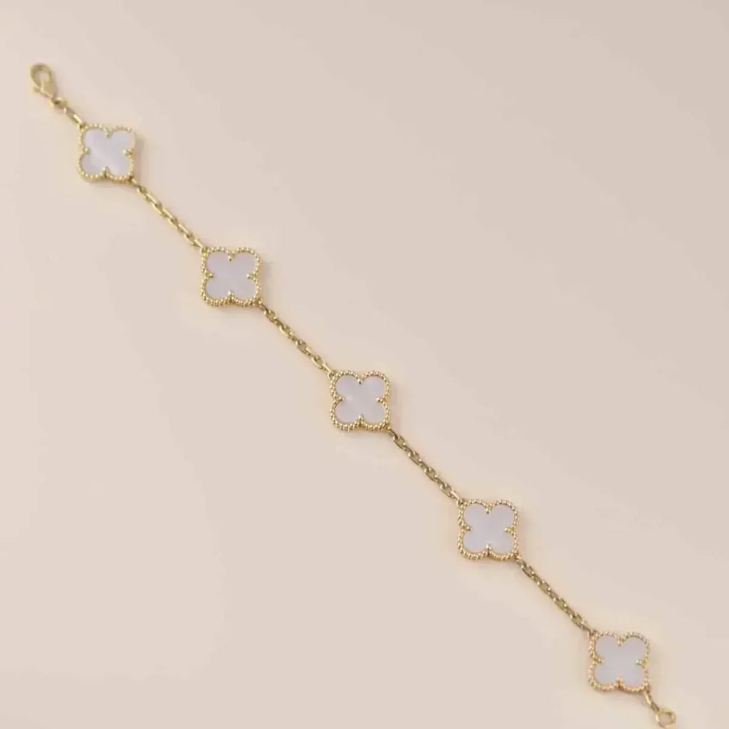 CLOVER WHITE PEARL MOP 5 MOTIF BRACELET COLLECTION