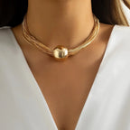 Posh Multi Layered Chain Ball Necklace and Bracelet