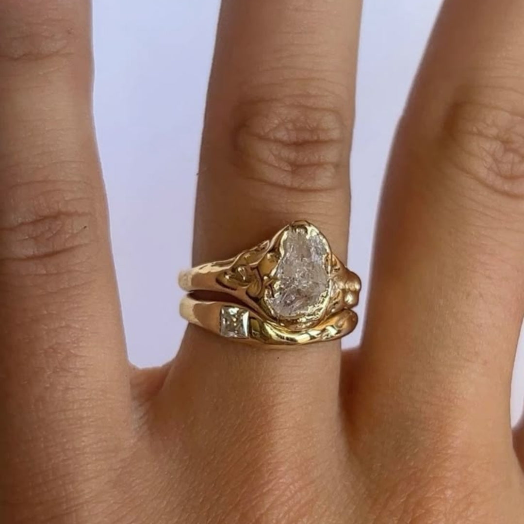 Bright Layer Gold Forged Ring