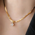 Elegant Rhinestone Pendant Gold Necklace