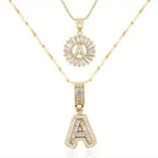 Pave Letter Initial Necklace Set