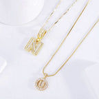 Pave Letter Initial Necklace Set