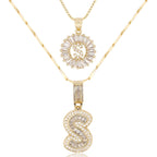 2pc 14k Diamond Letter Initial Necklaces