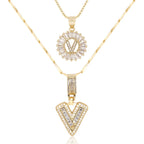 2pc 14k Diamond Letter Initial Necklaces