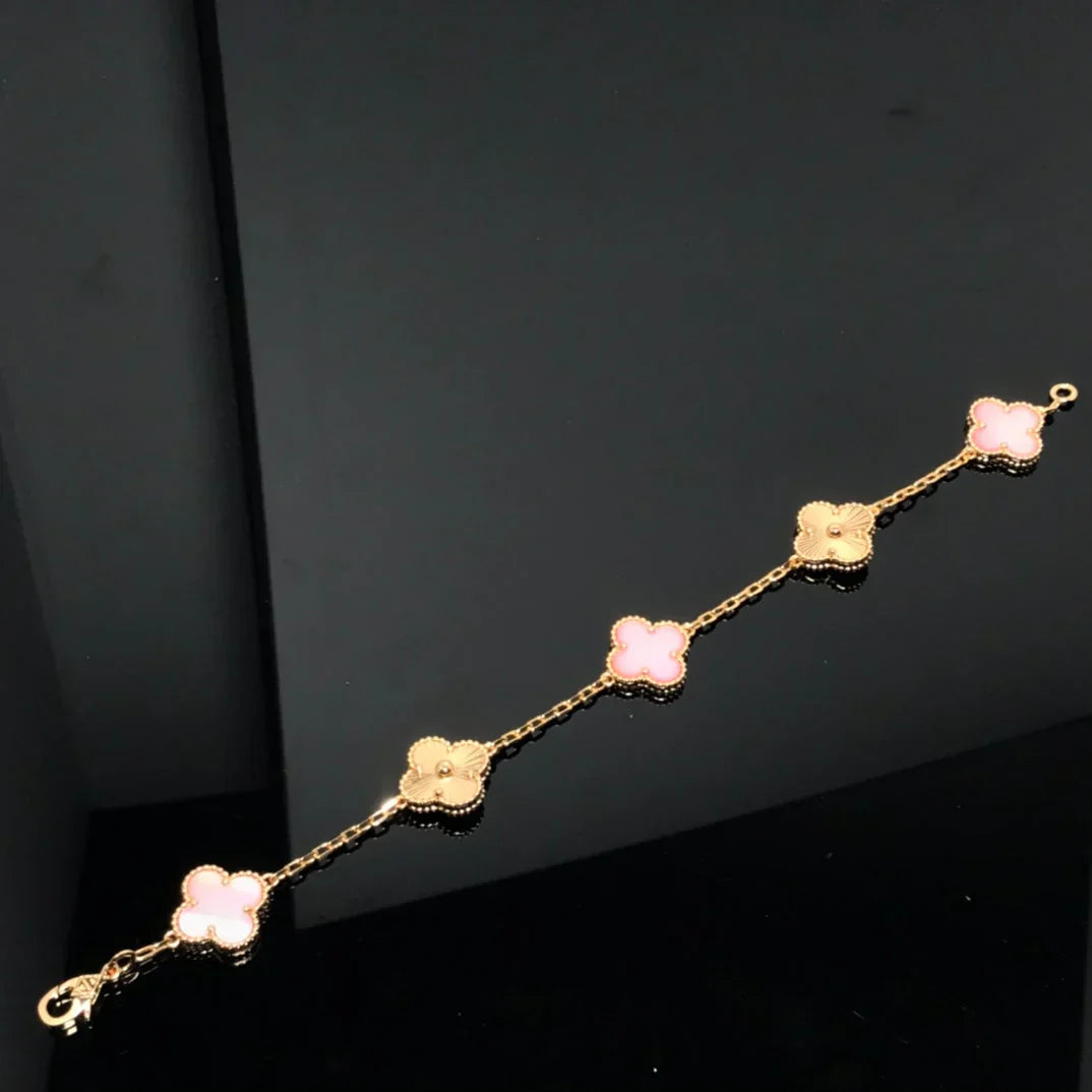 CLOVER 5 MOTIFS PINK MOP BRACELET COLLECTION