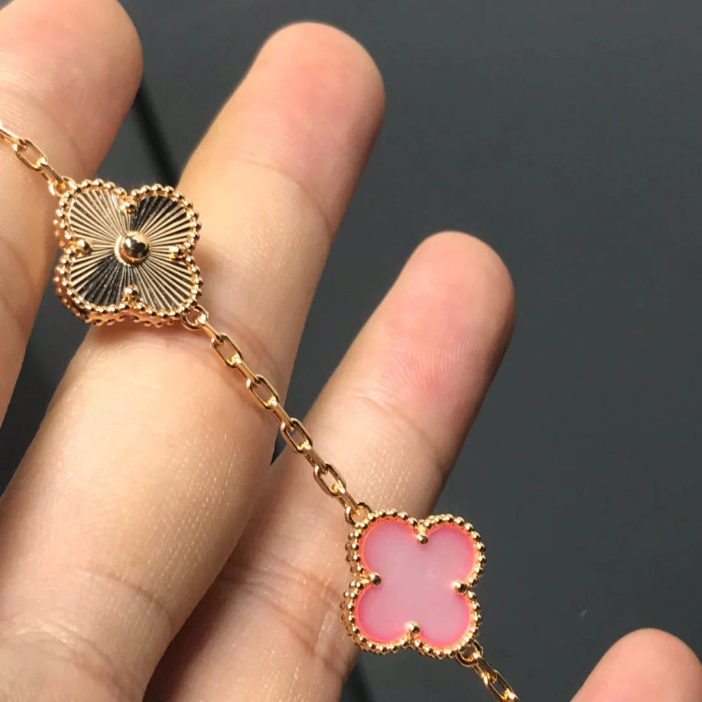 CLOVER 5 MOTIFS PINK MOP BRACELET COLLECTION