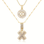 2pc 14k Diamond Letter Initial Necklaces