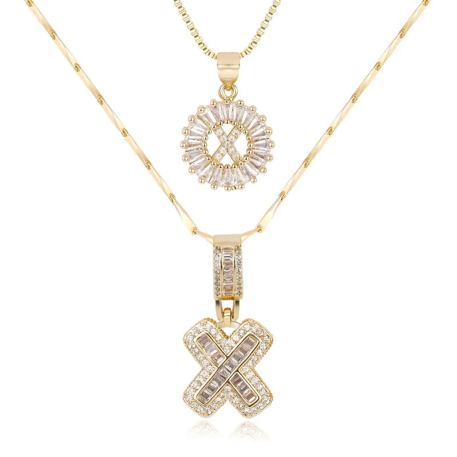 2pc 14k Diamond Letter Initial Necklaces