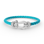 FORCE LARGE HORSESHOE FULL DIAMOND BRACELET SILVER
